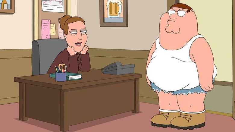 Angela staring at Peter on Family Guy