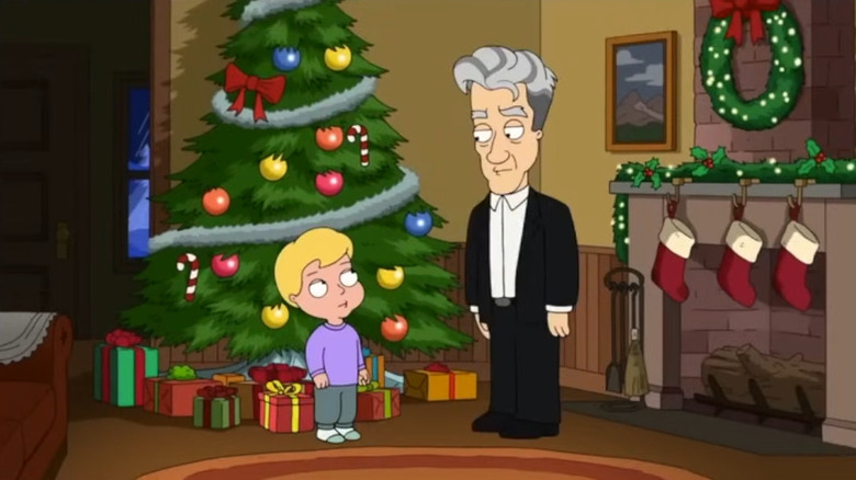 David Lynch talking to a kid on Christmas on Family Guy