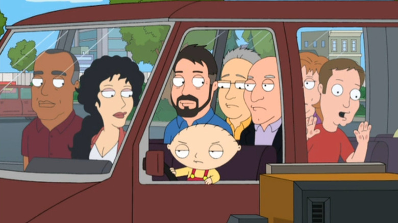 Stewie with The Next Generation cast in his car