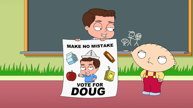 Family Guy, Doug unveiling his campaign poster against Stewie