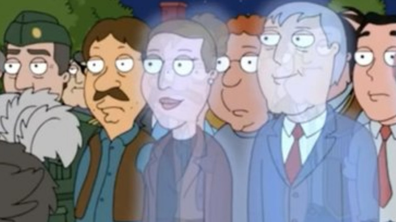Family Guy, Angela and Adam West's ghosts in a crowd