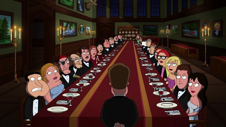 Family Guy, James Woods addressing his very long table of guests