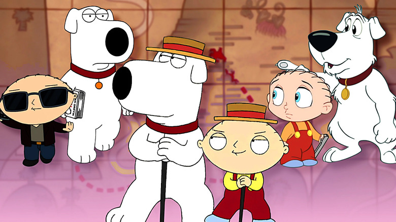 Stewie and Brian having fun together on Family Guy