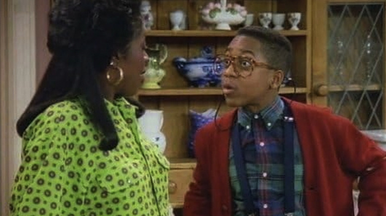 Steve Orlk (Galilee White) makes a sudden face in Harright in family matters
