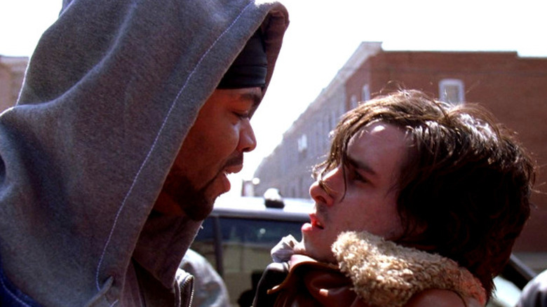 Melvin "Cheese" Wagstaff (Cliff Smith) interrogates Ziggy Sobotka (James Ransone) in "The Wire"