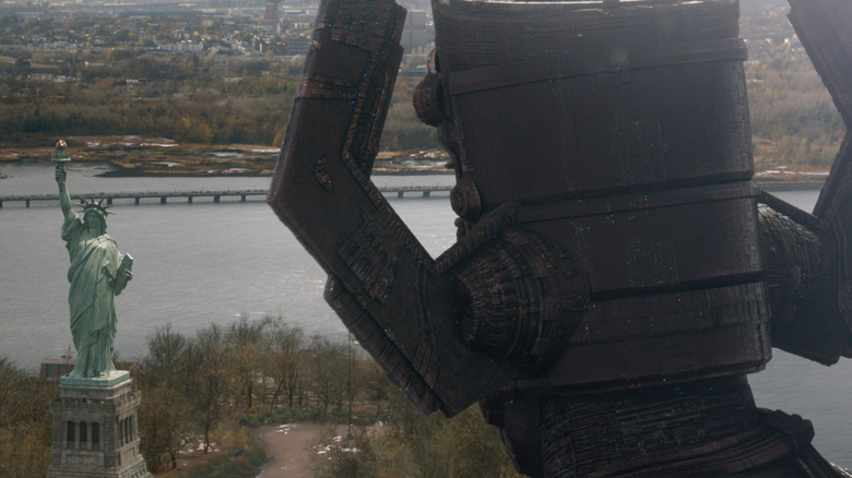 Galactus looking at the Statue of Liberty