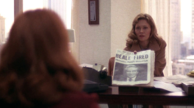 Network Diana holding "Beale Fired" newspaper