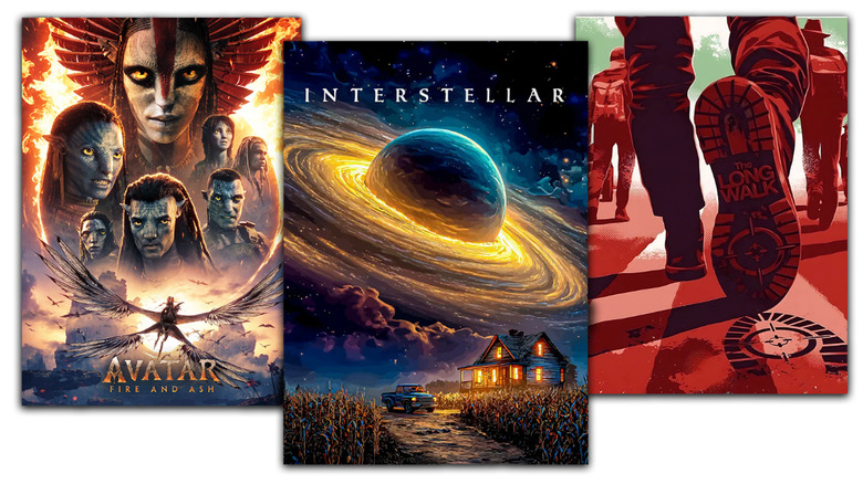 Displate posters for Interstellar, Avatar: Fire & Ash, and The Long Walk