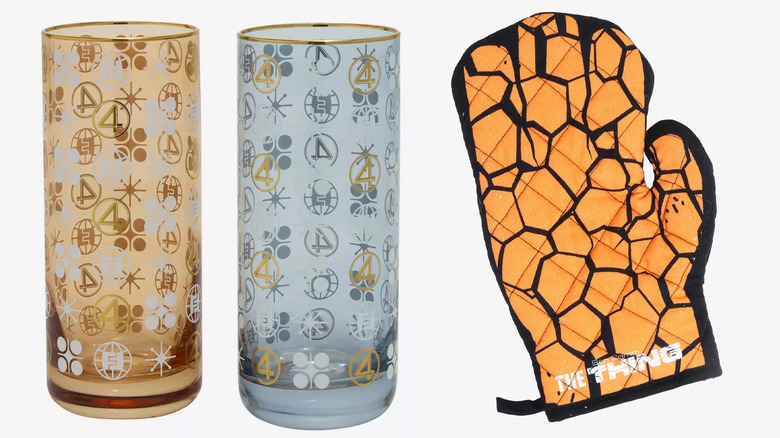 Fantastic Four glasses and The Thing oven mitt