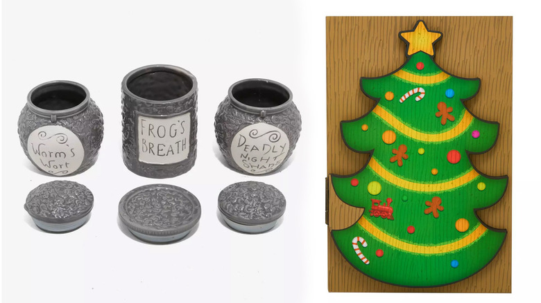 Nightmare Before Christmas jars and Christmas Tree door wall art
