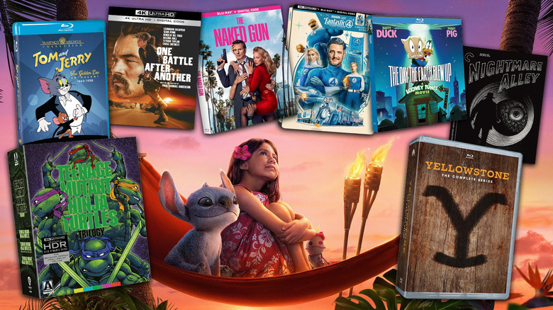 Lilo & Stitch looking at various movies and TV shows on physical media