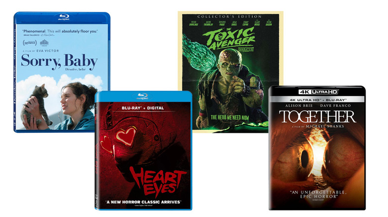 Sorry Baby, Heart Eyes, The Toxic Avenger, and Together movie covers