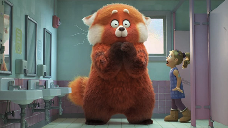 Turning Red panda in bathroom
