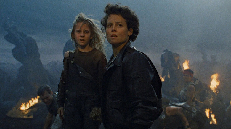 Carrie Henn and Sigourney Weaver star in Aliens (1986)