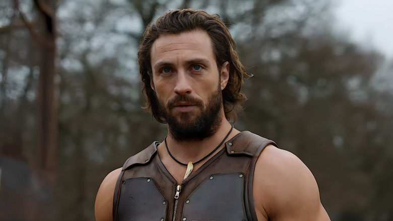 Aaron Taylor-Johnson's Kraven wearing a leather vest in Kraven the Hunter