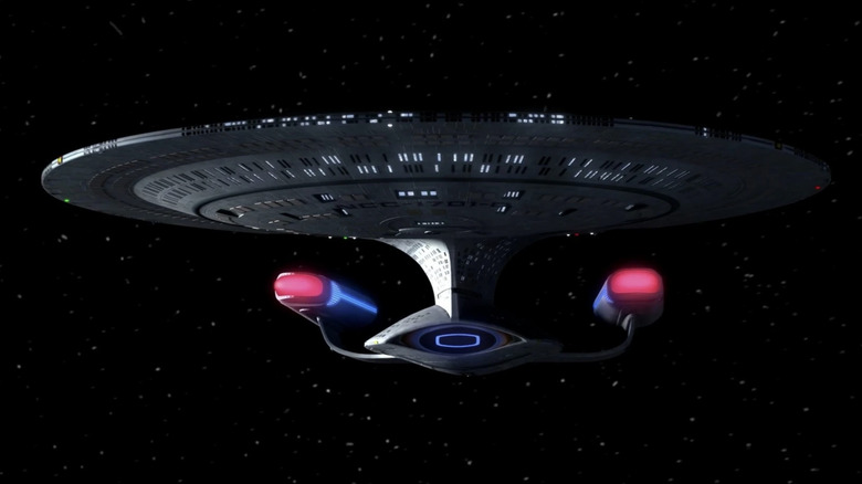 The Enterprise-D in space in Star Trek: The Next Generation
