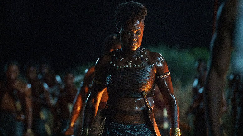 Viola Davis preparing for battle in The Woman King