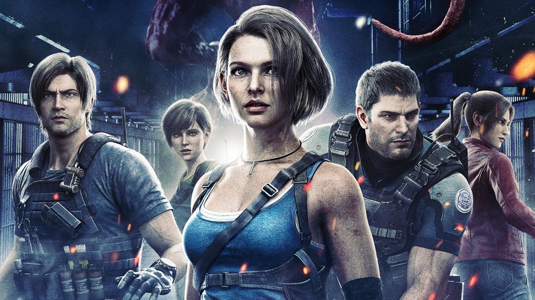 A poster of the various franchise characters from Resident Evil: Death Island