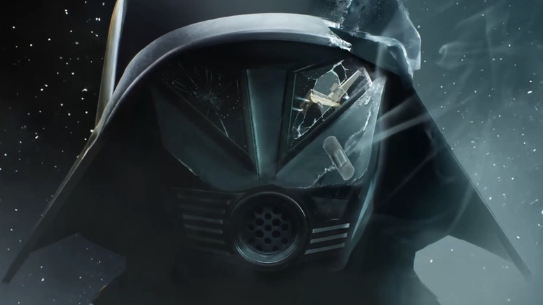 A damaged Dark Helmet from the teaser video for Spaceballs 2