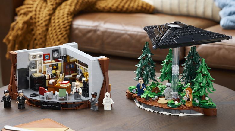 The X-Files LEGO set layers displayed separately