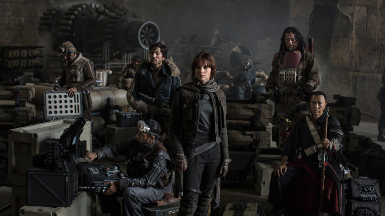 The cast of Rogue One, including Diego Luna as Cassian Andor