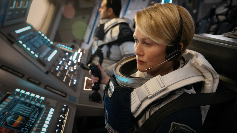 Celia Boyd piloting a spaceship on Mars in For All Mankind