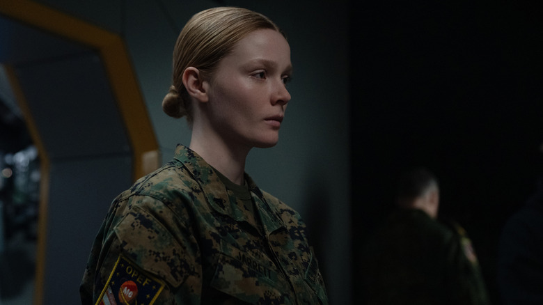 Avery "A.J." Jarrett preparing for a mission to invade an asteroid by force in For All Mankind