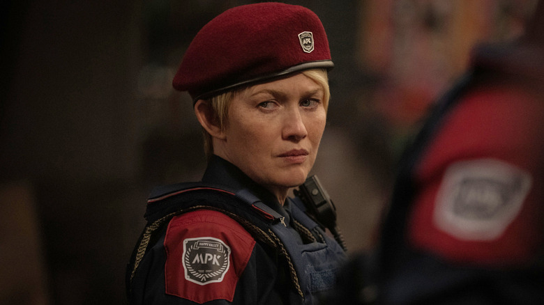 Celia wearing her Peacekeeper Security Force cap and uniform in For All Mankind