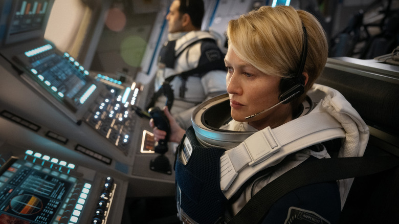 Celia Boyd piloting a spaceship on Mars in For All Mankind