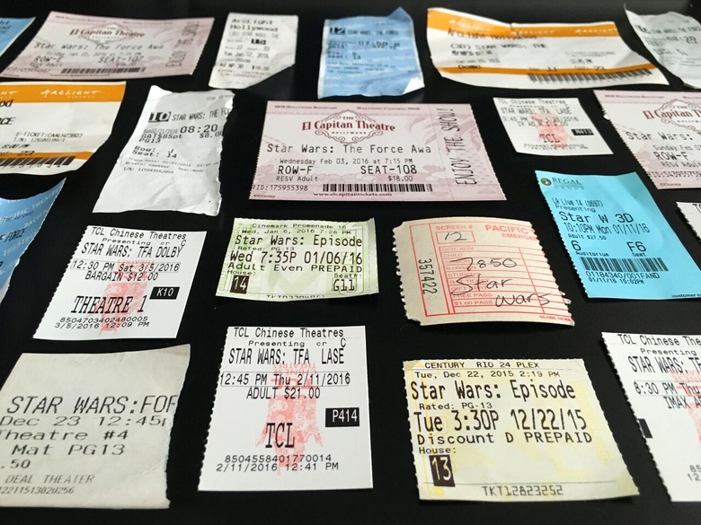 Bradley King's Force Awakens ticket stubs