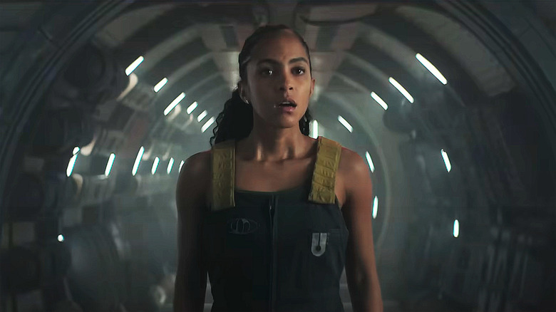 Gaal Dornick (Lou Llobell) standing in a space ship in "Foundation"