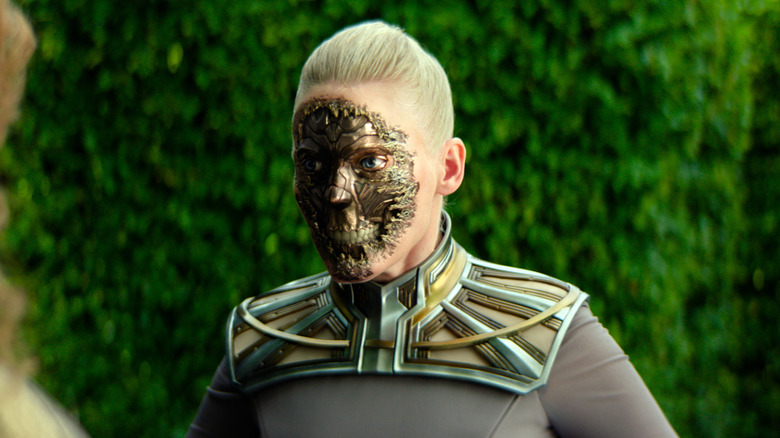 Demerzel with an exposed robot face in Foundation season 3