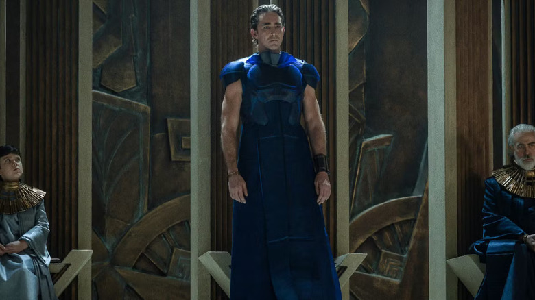 One of the Cleons wearing a blue outfit in Foundation