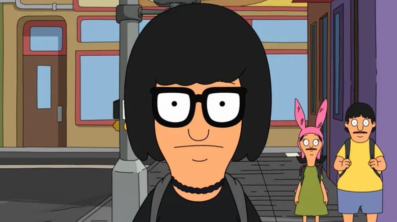 Tina Belcher wearing a goth look on Bob's Burgers