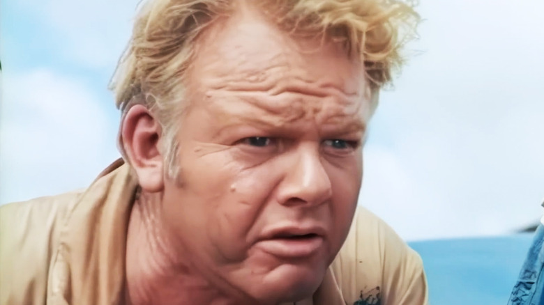 Alan Hale, Jr's Buddy Schaeffer looks worried in closeup in Thunder in Carolina