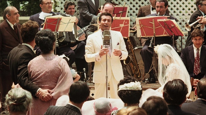 Al Martino's Johnny Fontane sings at a wedding in The Godfather