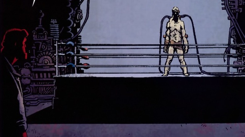 Helboy: House of the Living Dead - Frankenstein standing in wrestling ring as Hellboy looks on from the side