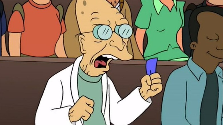 Professor Farnsworth yelling with a ticket in hand