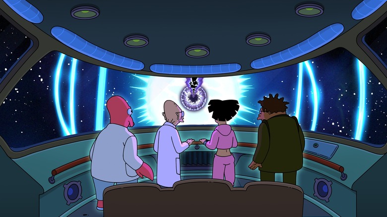 Futurama, simulation Zoidberg, Farnsworth, Amy, Hermes