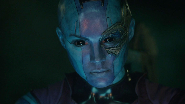 Karen Gillan as Nebula staring intensely in Guardians of the Galaxy (2014)