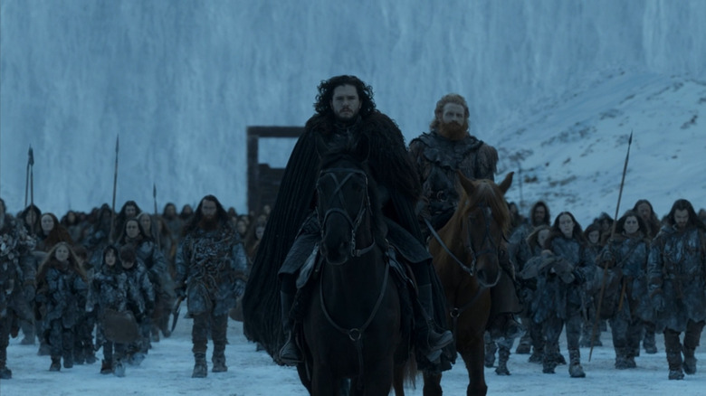 Jon Snow riding horse in Game of Thrones