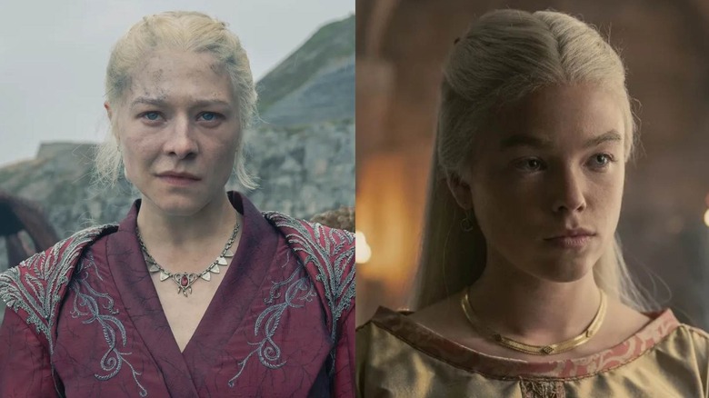 Emma D'Arcy and Milly Alcock as Rhaenyra Targaryen