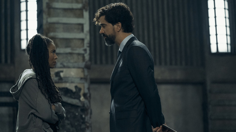 Jaz Sinclair's Marie Moreau and Hamish Linklater's Cipher facing off on Gen V