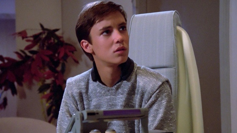 Wesley Crusher working on a contraption on Star Trek: The Next Generation