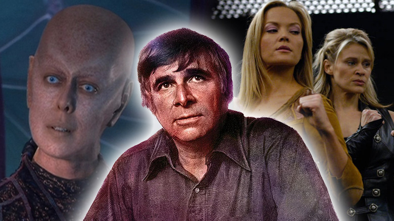 Gene Roddenberry artwork surrounded by images from Earth: The Final Conflict and Andromeda