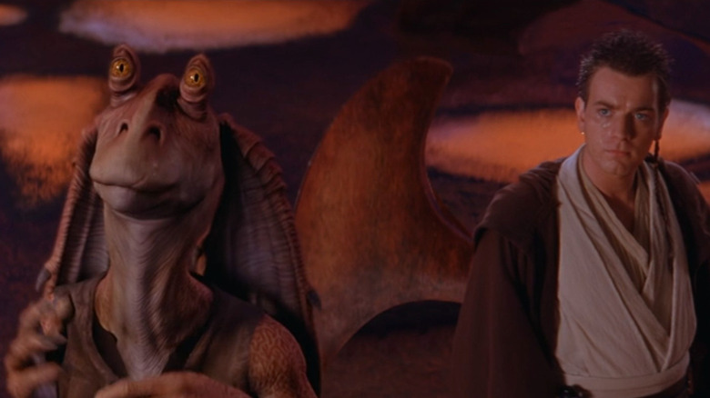 Ahmed Best and Ewan McGregor in Phantom Menace
