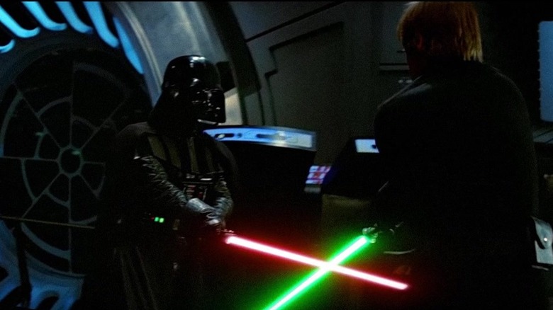 David Prowse and Mark Hamill in Return of the Jedi