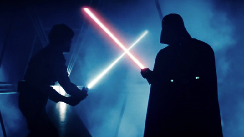 Mark Hamill and Bob Anderson (Vader double) in Empire Strikes Back