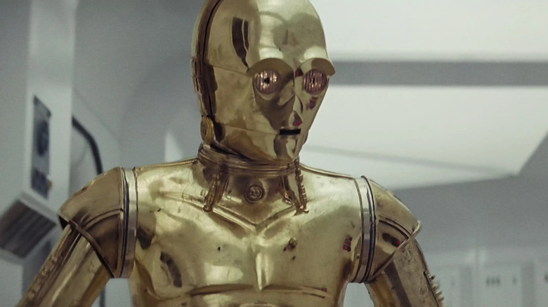 C-3PO in a starship corridor in Star Wars: A New Hope