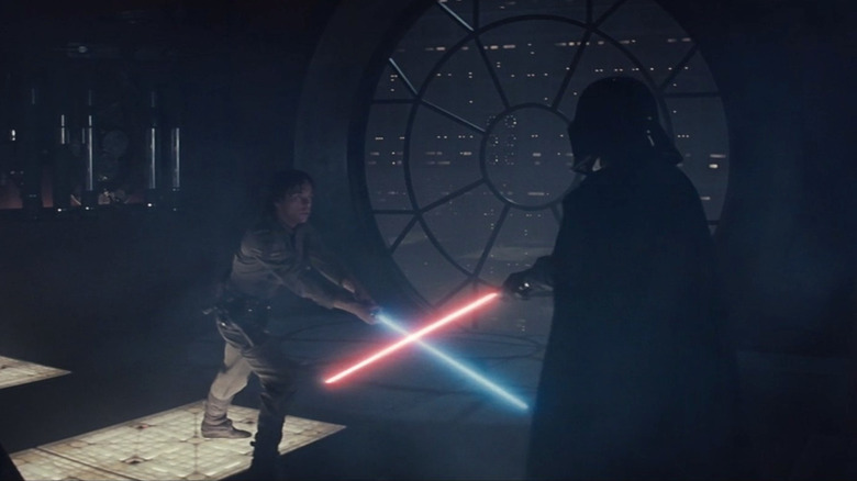 Mark Hamill and David Prowse in Empire Strikes Back